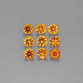 Gemas de granate espesartita naranja natural de  ct, corte redondo, VS