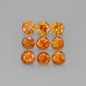 Gemas de granate espesartita naranja natural de  ct, corte redondo, VS