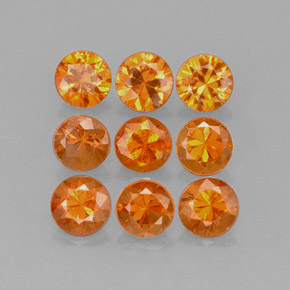 Gemas de granate espesartita naranja natural de  ct, corte redondo, VS