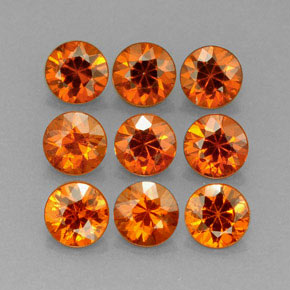 Gemas de granate espesartita naranja natural de  ct, corte redondo, VS