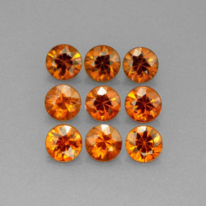 Gemas de granate espesartita naranja natural de  ct, corte redondo, VS
