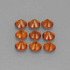 Gemas de granate espesartita naranja natural de  ct, corte redondo, VS