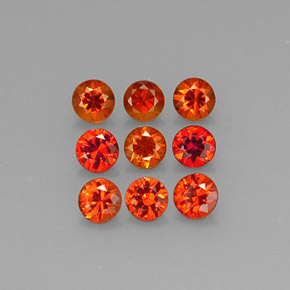 Gemas de granate espesartita naranja natural de  ct, corte redondo, VS