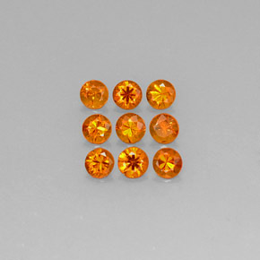 Gemas de granate espesartita naranja natural de  ct, corte redondo, VS