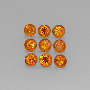 Gemas de granate espesartita naranja natural de  ct, corte redondo, VS