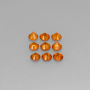 Gemas de granate espesartita naranja natural de  ct, corte redondo, VS