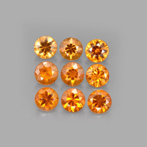 Gemas de granate espesartita naranja natural de  ct, corte redondo, VS
