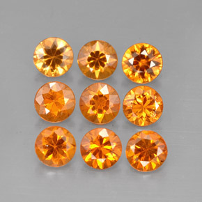 Gemas de granate espesartita naranja natural de  ct, corte redondo, VS