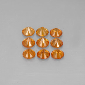 Gemas de granate espesartita naranja natural de  ct, corte redondo, VS