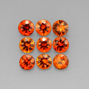 Gemas de granate espesartita naranja natural de  ct, corte redondo, VS