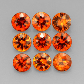 Gemas de granate espesartita naranja natural de  ct, corte redondo, VS
