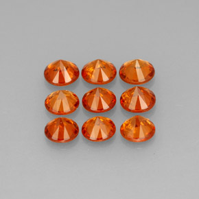Gemas de granate espesartita naranja natural de  ct, corte redondo, VS
