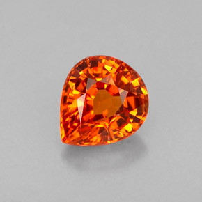 Granate espesartita naranja natural de 0,77 ct, en forma de pera, VVS
