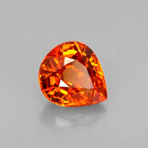 Granate espesartita naranja natural de 0,77 ct, en forma de pera, VVS