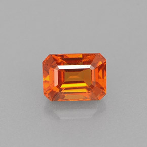 Granate espesartita naranja natural de 0,82 ct, corte esmeralda, VS