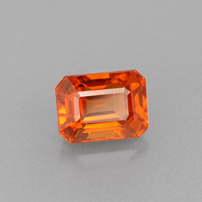 Granate espesartita naranja natural de 0,82 ct, corte esmeralda, VS