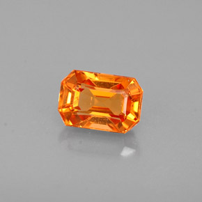 Granate espesartita naranja natural de 0,83 ct, corte esmeralda, VS