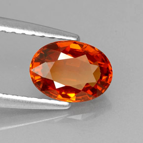 Granate espesartita naranja natural de 1,26 ct, corte óvalo, VVS