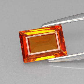 Granate espesartita naranja natural de 1,38 ct, baguette, VS