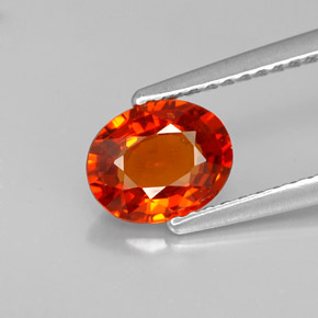 Granate espesartita naranja natural de 1,29 ct, corte óvalo, VVS-VS