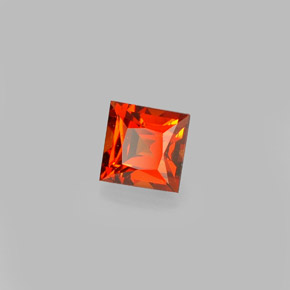 Granate espesartita naranja natural de 0,53 ct, cuadrado, VVS