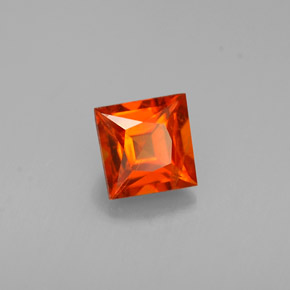 Granate espesartita naranja natural de 0,65 ct, cuadrado, VS-SI