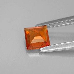 Granate espesartita naranja natural de 0,65 ct, cuadrado, VS-SI