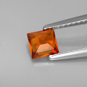 Granate espesartita naranja natural de 0,62 ct, cuadrado, VVS-VS