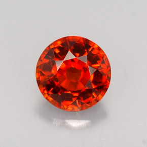 Granate espesartita naranja rojizo natural de 1,37 ct, corte redondo, VVS