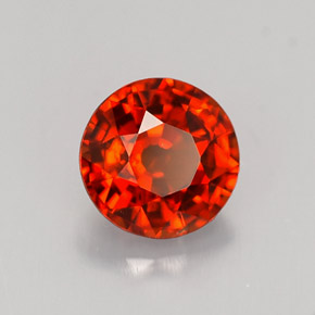 Granate espesartita naranja rojizo natural de 1,37 ct, corte redondo, VVS