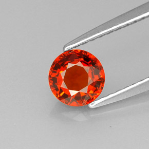 Granate espesartita naranja natural de 0,83 ct, corte redondo, VVS