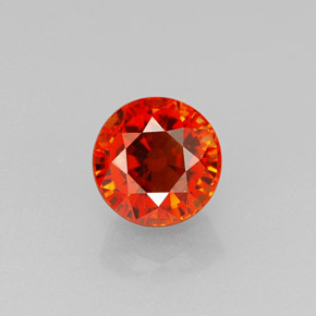 Granate espesartita naranja natural de 1,30 ct, corte redondo, VVS-VS