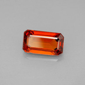 Granate espesartita naranja natural de 2,38 ct, corte esmeralda, VS