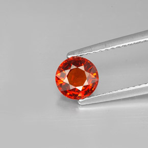 Granate espesartita naranja natural de 1,24 ct, corte redondo, VVS-VS