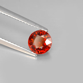 Granate espesartita naranja natural de 1,24 ct, corte redondo, VVS-VS