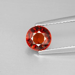Granate espesartita rojo natural de 1,38 ct, corte redondo, VS