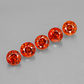 Gemas de granate espesartita naranja natural de  ct, corte redondo, VVS-VS