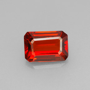Granate espesartita naranja natural de 1,60 ct, corte esmeralda, VVS-VS