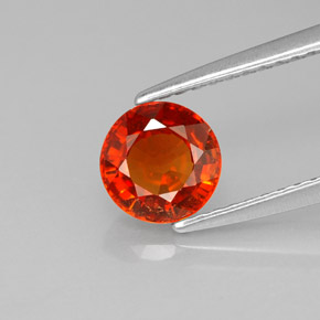 Granate espesartita naranja natural de 1,28 ct, corte redondo, VS-SI