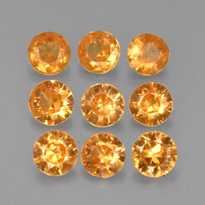 Gemas de granate espesartita naranja natural de  ct, corte redondo, VS