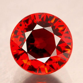 Granate espesartita rojo natural de 1,39 ct, corte redondo, VVS