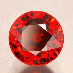 Granate espesartita rojo natural de 1,39 ct, corte redondo, VVS