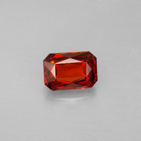 Hilo de espesartita Roja Anaranjada natural de 2.04 ct, corte esmeralda, VVS-VS