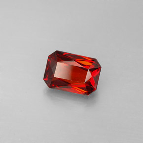 Hilo de espesartita Roja Anaranjada natural de 2.04 ct, corte esmeralda, VVS-VS