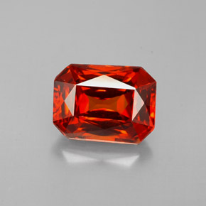 Granate espesartita naranja natural de 2,50 ct, corte esmeralda, VVS-VS