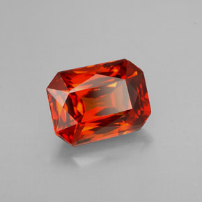 Granate espesartita naranja natural de 2,50 ct, corte esmeralda, VVS-VS