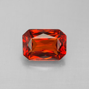 Hilo de espesartita Naranja mandarina natural de 2.05 ct, corte esmeralda, VVS-VS