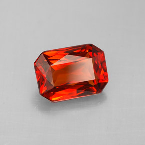 Hilo de espesartita Naranja mandarina natural de 2.05 ct, corte esmeralda, VVS-VS