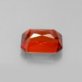 Hilo de espesartita Naranja mandarina natural de 2.05 ct, corte esmeralda, VVS-VS