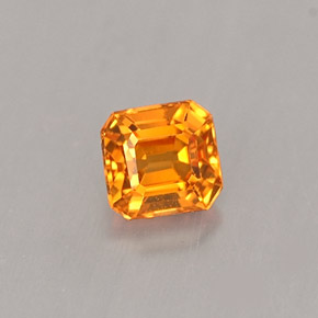 Granate espesartita naranja natural de 0,41 ct, corte esmeralda, VS